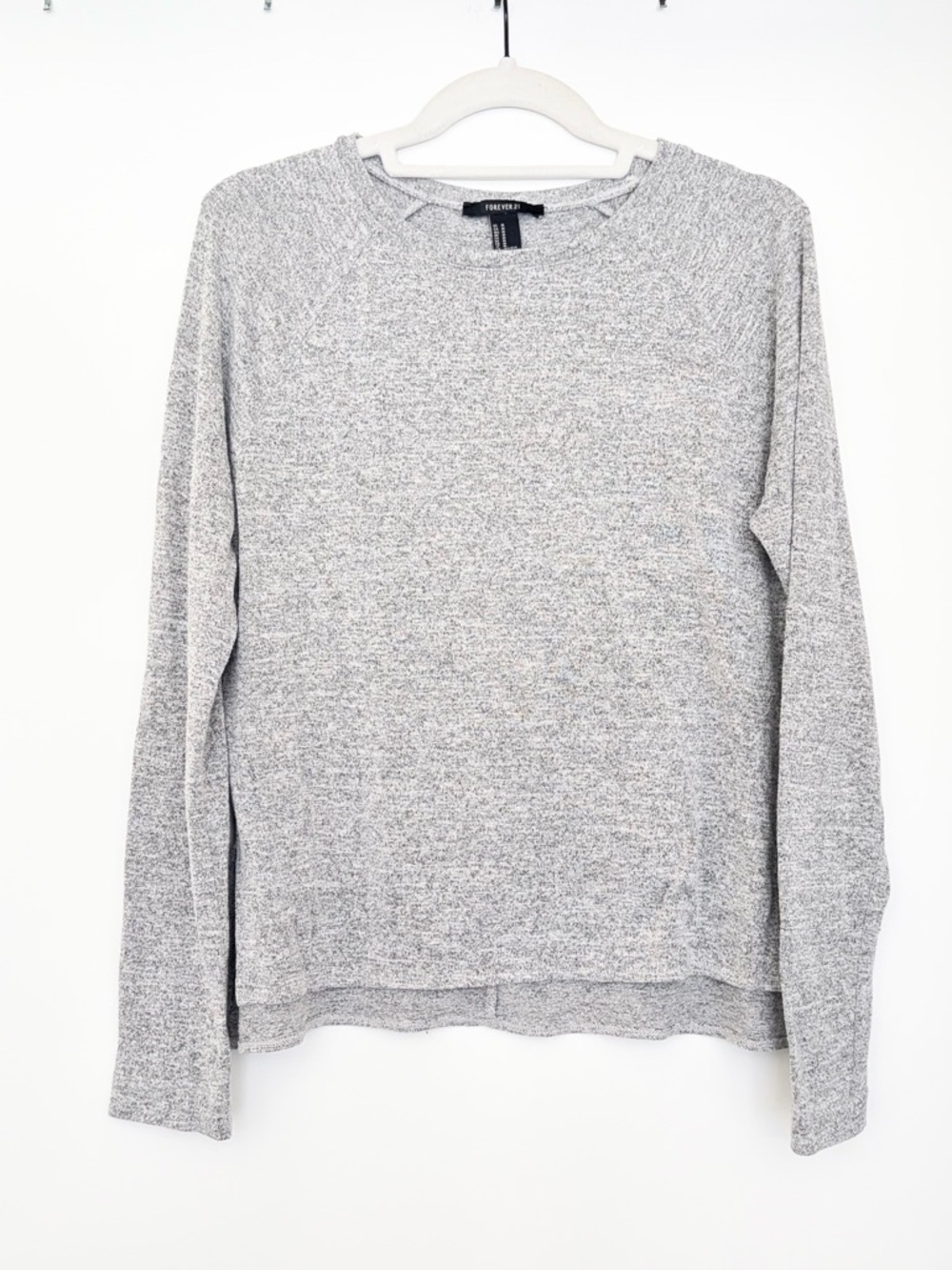 Forever 21 Gray Marled Long Sleeve Top Crew Neck Basic Medium